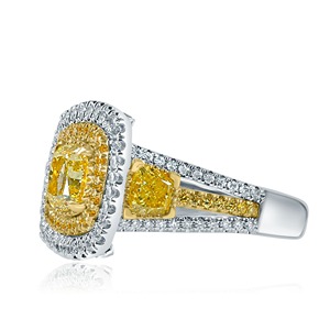 Fancy Yellow <b>Cushion</b> Lab Grown Diamond Prong Set <b>Ring</b> in 14K White Gold Fine Diamond <b>Ring</b> withy IGI Certified & VVS Clarity - Product Image 5