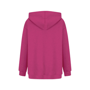Sweat-shirt à capuche rose pour femme, couleur unie, manches longues, poche, tricoté, décontracté, automne, matière polaire - Product Image 5