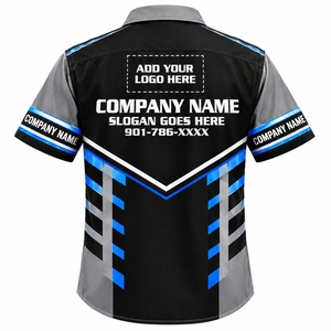 Camisetas personalizadas para carreras de autos con bordado de logotipo, diseño de uniforme para equipos de carreras, camisetas al por mayor para el personal de box de carreras de autos, camiseta para mecánicos de carreras - Product Image 2