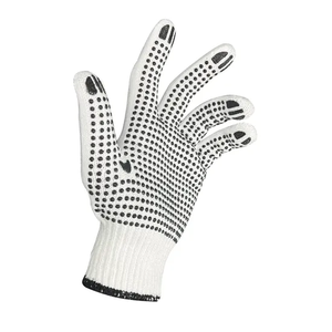 Gants de protection en cuir polycoton tricoté à pois PVC noir, prix usine, pour la construction et l'industrie - Product Image 1