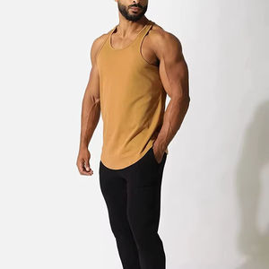 High Quality <b>Mens</b> Gym <b>Singlet</b> Cotton Stringer Tank Top Breathable Quick Dry Fitness Bodybuilding Training Sports Wear OEM Custom - Product Image 2
