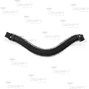 Black Padded Leather Horse Browband with Double Crystal Trim – Curved Sparkle Bridle Browband for <b>Equestrian</b> Riding & Show use - Product Image 5