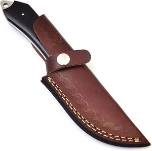 Couteau de chasse et de survie EDC à lame fixe en acier Damas fait main, qualité industrielle, avec manche en corne noire, personnalisable OEM - Product Image 5