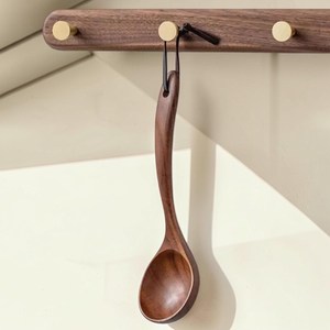 Cuchara de servir de madera chapada en oro con mango largo para té, café, postres y sopas, ideal para regalos. - Product Image 5