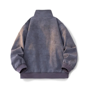 ARTIST INDUSTRY Wholesale <b>Men's</b> Vintage <b>Suede</b> <b>Jacket</b> High Neck Zip Up Casual Coat Regular Fit Streetwear Washed Bomber <b>Jackets</b> - Product Image 6