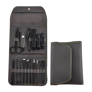 Premium Black Stainless Steel 15PCS Nail Care Grooming <b>Kit</b> Professional <b>Manicure</b> Pedicure Set Custom Logo Available - Product Image 1