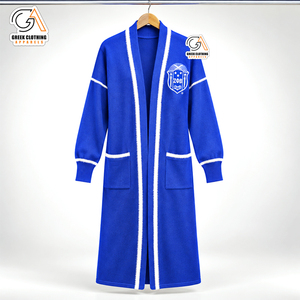 เสื้อคาร์ดิแกนไหมพรมสำหรับฤดูหนาวแบบลำลอง Zeta Phi Beta สำหรับสตรี คอวี ผ้าโพลีเอสเตอร์ หนา ไม่ยับ ระบายอากาศได้ดี - Product Image 4