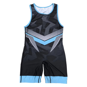 Custom Sublimation Spandex Polyester Wrestling <b>Singlet</b> with Automated Cutting Lightweight Compression Sportswear - Product Image 2