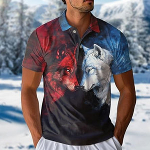 Chemises Polo pour Hommes avec Motif Loup Mythique, Décontractées, à Manches Courtes, Coupe Ajustée, Respirantes, Légères, Extensibles, Chemises de Golf pour Hommes, Élégantes - Product Image 4