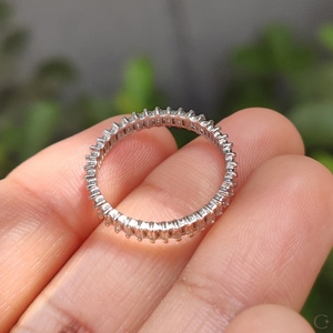 Fine Jewelry Rings 18K Solid Yellow Gold Lab Diamond Band Ring Wedding Band Full Eternity <b>Emerald</b> Cut at Wholesale Rate Trendy - Product Image 3