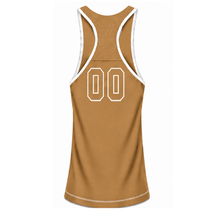 Camel Brown <b>White</b> Swim <b>Tank</b> <b>Top</b> Sleeveless Racerback Lightweight Quick Dry Breathable Training Performance Athletic Swimwear - Product Image 2