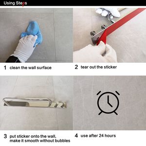 Portasciugamani da Cucina Antiruggine a 3 Pezzi con Gancio Appendiabiti, Adesivo Forte, Lucidatura Brillante, Accessori Bagno - Product Image 6