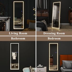 LED Aluminum Alloy <b>Full</b>-<b>Length</b> Rectangular <b>White</b> Vanity <b>Mirror</b> 63 20 1 Inch for Bathroom Bedroom Entryway Living/Dressing Room - Product Image 6