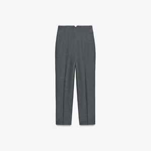 Pantalon crayon blanc taille haute pour femme, coupe régulière, longueur cheville, style minimaliste, fermeture éclair, couleur unie, tissu tissé, idéal pour le printemps - Product Image 6