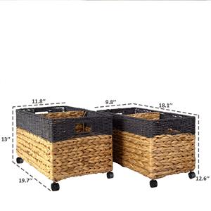 Juego de 2 cestas con ruedas y bordes de plástico tipo ratán. Cesta de almacenamiento hecha a mano. Venta al por mayor. Ecológico. Hecho en Vietnam. - Product Image 2