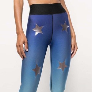 Women's Printed Gradient Color High Waisted Full Length Workout <b>Leggings</b> <b>Pockets</b> Tummy Control Spandex/Polyester Yoga Pants for - Product Image 5