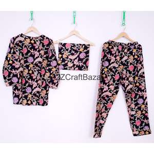 ชุดนอนผ้าฝ้ายแท้ 100% สำหรับผู้หญิง ลายดอกไม้พิมพ์ดิจิทัล ชุดเจ้าสาว ชุดเพื่อนเจ้าสาว ชุดนอนระบายอากาศได้ดี เหมาะสำหรับฤดูหนาวและฤดูใบไม้ผลิ - Product Image 5