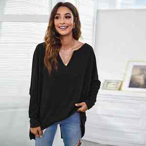 T-shirt personnalisé à manches longues et col en V pour femme, grande taille, collection printemps-automne, offre spéciale - Product Image 2