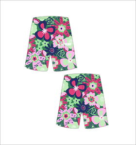 Pantalones Cortos de Baloncesto Verdes Personalizados con Estampado Floral Rosa y Multicolor, Ligeros, Transpirables, de Malla, para Entrenamiento Deportivo - Product Image 1