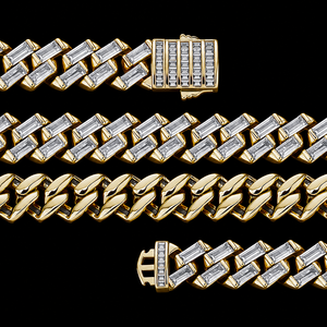 Exclusive Women's 18K Gold Filled Moissanite Diamond <b>Necklace</b> Baguette Cut Channel Setting Geometric Link <b>Chain</b> Party Jewelry - Product Image 3