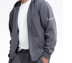 Men's Full Zip Winter Cotton Hoodie High Quality Windproof Eco-Friendly Gym Active Wear Custom Logo Design Printed Zip-Up Hoodie - Product Image 4