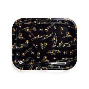 Plateau de service rectangulaire en émail imprimé floral luxueux, plateau décoratif en métal pour table basse, décoration intérieure, plateau ottoman, plateau de service - Product Image 6