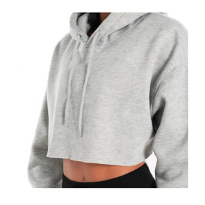 Sudadera corta con capucha para mujer, de diseño personalizado, Color gris, excelente calidad - Product Image 2