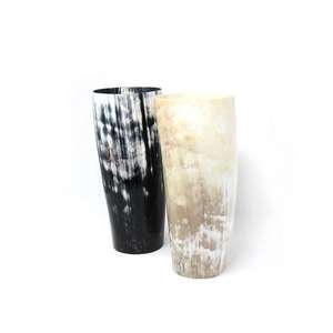 Traditional Antique Buffalo Horn Flower Vase Pair Natural Handmade <b>Table</b> Decor - Product Image 3