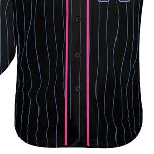 <b>Men</b> Black Light Blue Pinstripe Pink Light Blue Baseball Jersey Button Front Team <b>Shirt</b> Performance Athletic Practice Game Wear - Product Image 6