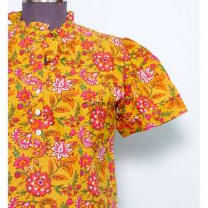 เสื้อผู้หญิงแขนกลาง ลายพิมพ์ลำลอง ผ้าฝ้ายทอ สไตล์วินเทจ ลายดอกไม้ สำหรับงานปาร์ตี้ริมชายหาด ขายส่งสำหรับฤดูร้อน - Product Image 2