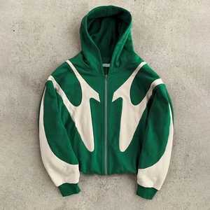 Sudadera con capucha de poliéster gris para hombre, transpirable, de corte holgado, con bloques de color y patchwork, estilo streetwear, para invierno - Product Image 5