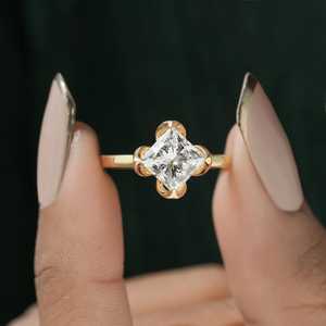 Premium 2.01CT Princess Cut <b>Diamond</b> Floral <b>Ring</b> For Women 18K Solid Gold Wedding Party Surprise Gift For Lovers - Product Image 1