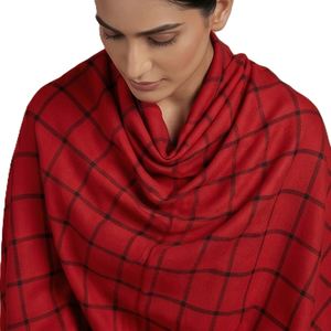 Chal de Pashmina para Mujer al por Mayor, Diseño a Cuadros Rojos, Largo, Multifuncional, Suave y Cálido para Uso Diario, Proveedor OEM - Product Image 1