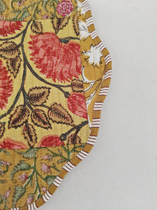Patchwork Reversible Cotton Floral Print Quilted <b>Thin</b> Machine Washable Multi-Shaped Customizable Rajasthan Placemat <b>Dining</b> Mat - Product Image 4
