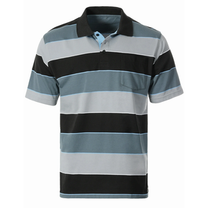 OEM Men's Half Sleeve <b>Striped</b> <b>Polo</b> <b>Shirt</b> Fashionable Anti-Pilling Latest Design <b>Striped</b> Customizable Logo Knitted <b>Polo</b> <b>Shirts</b> - Product Image 1