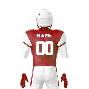 Ensemble Maillot et Pantalon Rembourrés Personnalisés de Football Américain pour Garçons – Tenue d'Équipe par Sublimation Rouge et Blanc – Maillot de Sport avec Nom du Joueur et Nombril Court sur le Devant - Product Image 5