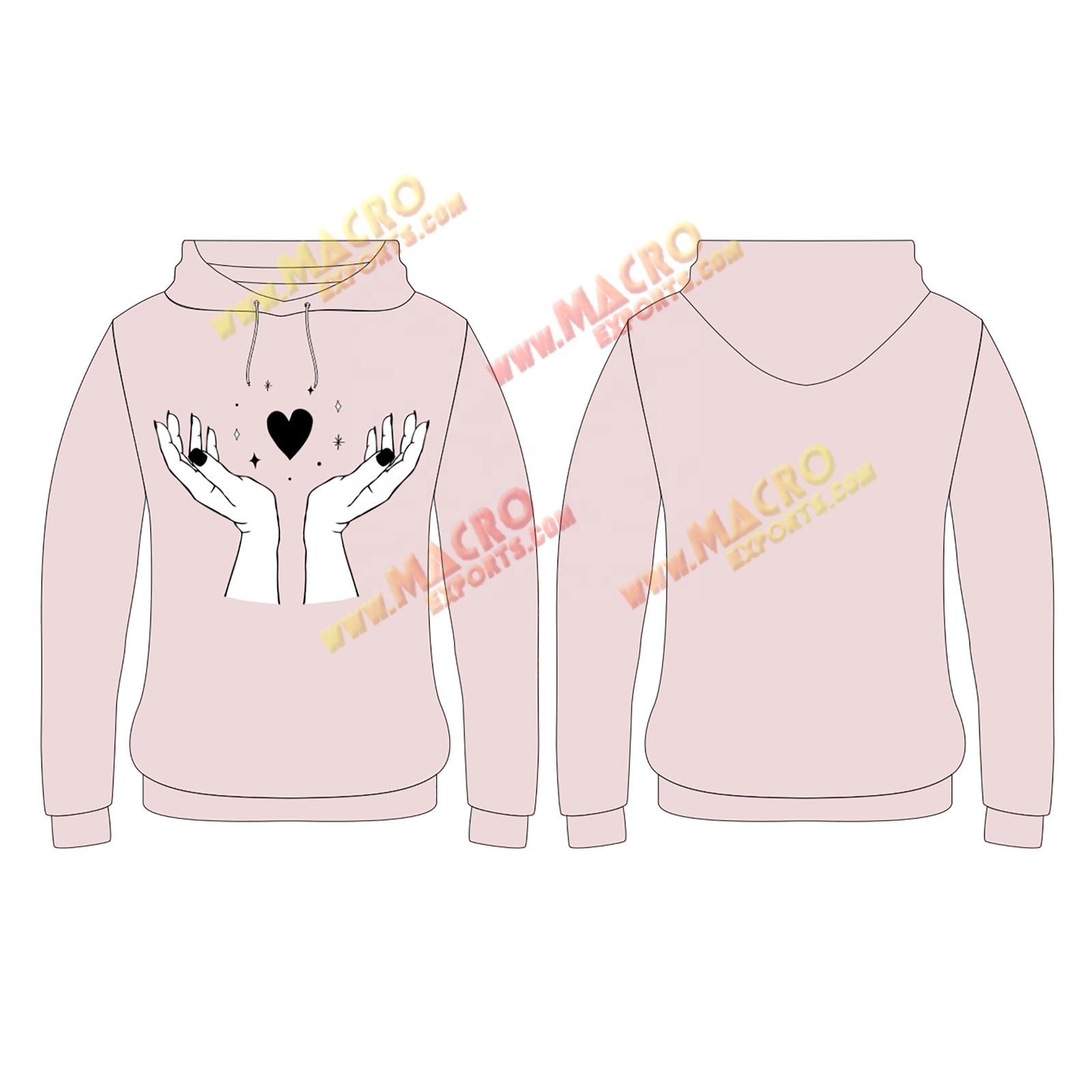 Unisex Lightweight Cotton Fleece Hoodie Custom Printed Long Sleeve Sweatshirts in a Range of Colors Wholesale Supply