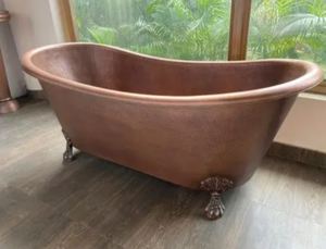 Bañera Ovalada de Cobre Independiente, Bañera de Metal de Estilo Clásico Antiguo para Adultos - Artesanía India para el Hogar - Product Image 6