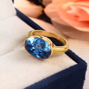 Anillo de Turmalina Paraiba Hecho a Mano en Plata de Ley 925 con Baño de Oro de 14K, Corte Ovalado, Joyería de Compromiso, Regalo - Product Image 2