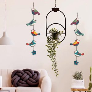 Décoration murale en bois MDF avec oiseaux colorés, art mural moderne, grand format, à suspendre pour la maison, le bureau, le jardin - Product Image 2