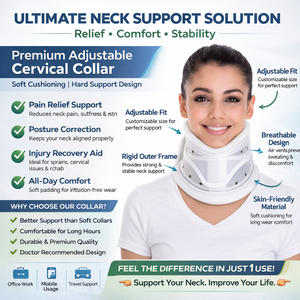 Collier cervical de soutien premium réglable |   Attelle rigide avec coussinets souples pour le soulagement de la douleur, le soutien postural et la récupération après une blessure - Product Image 5