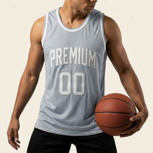 Maillot de basketball personnalisé sans manches en maille 100 % polyester pour équipe avec appliqué en sergé – Vente en gros - Product Image 1