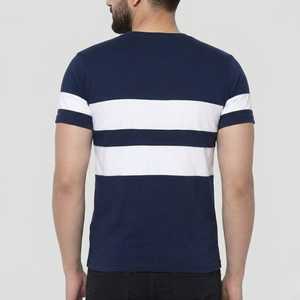 T-shirt décontracté à manches courtes en coton de qualité supérieure, col rond, coupe ajustée, design élégant à rayures horizontales, mode estivale confortable - Product Image 4