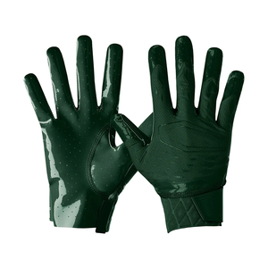 Unisex Green American Football <b>Gloves</b> <b>Moisture</b> Wicking Polyester Full Finger Design Velcro Closure Adjustable Strap All Seasons - Product Image 1