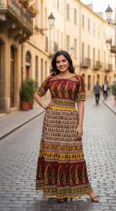 Vintage Floral <b>Boho</b> Maxi <b>Dress</b> for Women – Ethnic Printed Long <b>Dress</b> Cottage core <b>Summer</b> Casual Wear Vacation Cotton Maxi <b>Dress</b> - Product Image 4