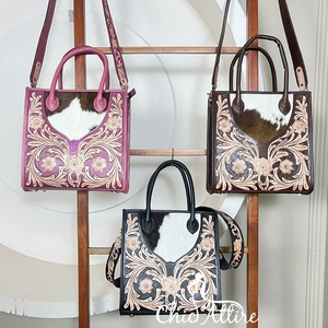 Sac fourre-tout en cuir véritable fait main, design de luxe, best-seller, sac à main en cuir de vachette, sac à bandoulière pour cowgirl - Product Image 1