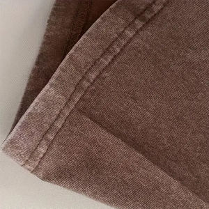 T-shirt en coton marron camel surdimensionné pour homme, manches courtes, col rond, coupe décontractée, jersey tricoté, couleur unie délavée - Product Image 6