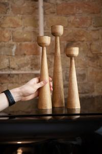 <b>Wooden</b> Tapered <b>Candlestick</b> Holder Set for Home Decoration - Product Image 2