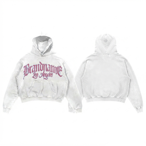 <b>Men</b> Acid Wash Hoodie 350gsm Heavyweight Cotton <b>Fleece</b> <b>Grey</b> Oversized Custom Screen Print for OEM ODM Autumn - Product Image 1