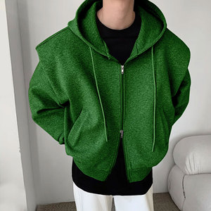 Sweat à capuche oversize unisexe à double fermeture éclair, grammage lourd, coupe ample, haute densité de fibres - Product Image 1